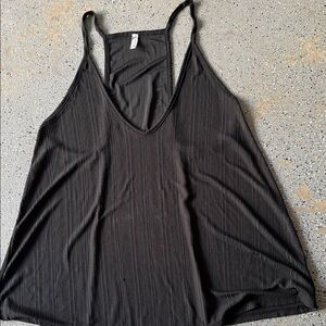 Free People Black Ribbed V-Neck Camisole Tank